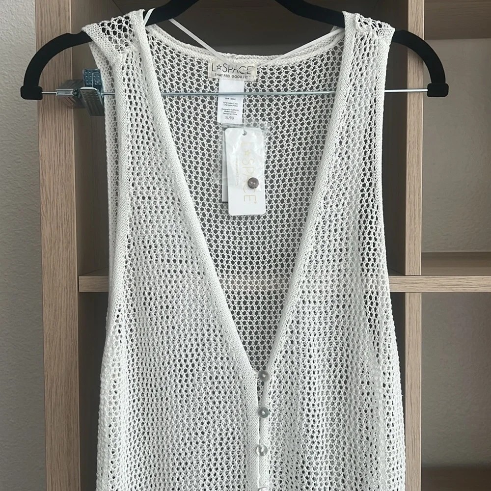 NWT L*Space Adrift Crochet Dress in White Size XL/TG - Picture 4 of 5